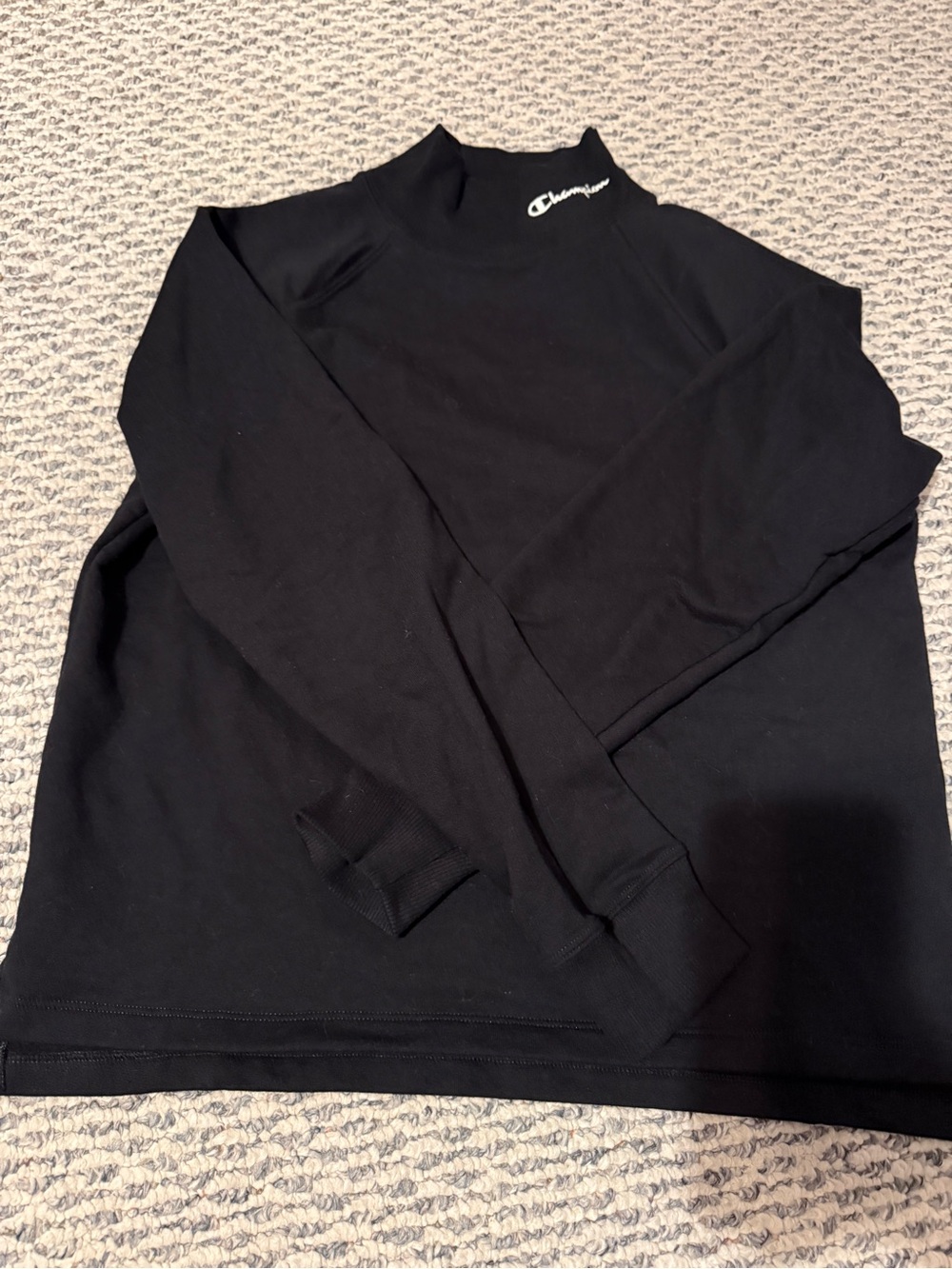 Champion Black Mockneck Pullover with Collar Logo